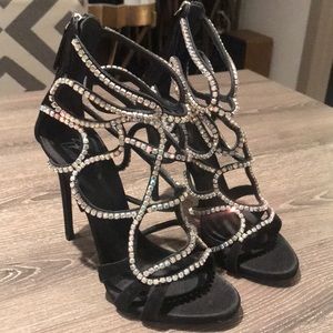 Giuseppe Zanotti Crystal Satin Strappy Pumps